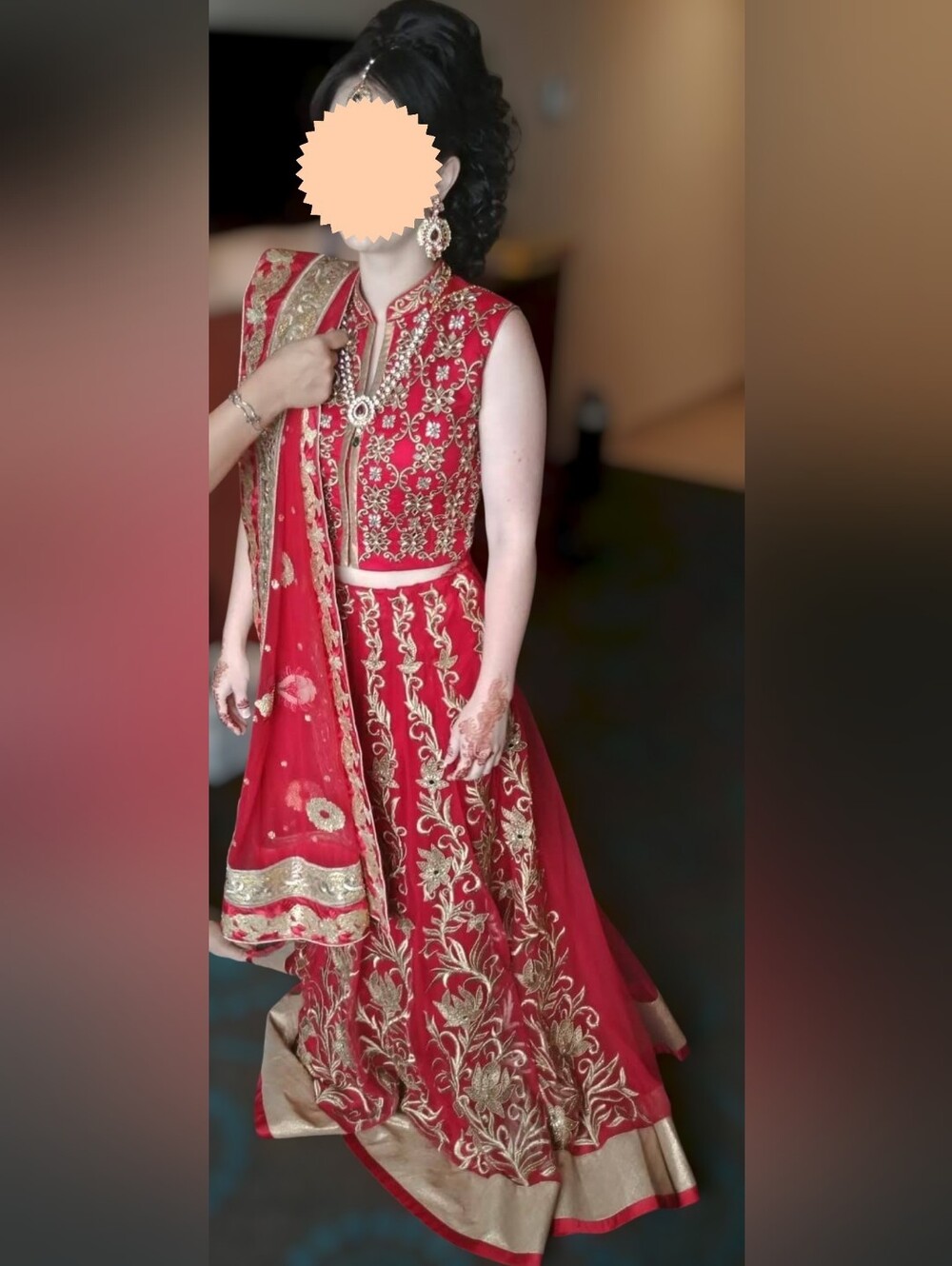 💃 Red and Gold Embroidered Lehenga Choli Set
